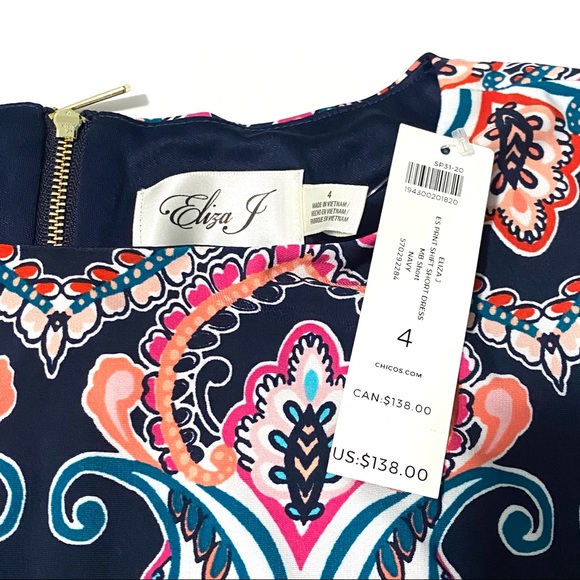 NEW Eliza J Medallion Paisley Print Shift Dress - Picture 7 of 12